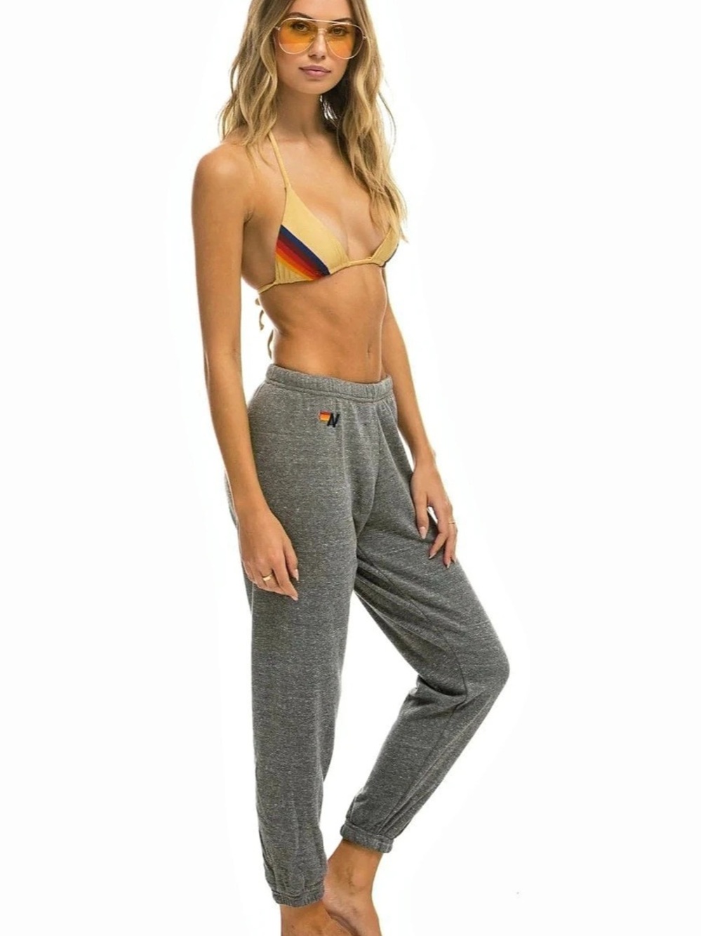 Aviator Nation Bolt Sweatpants Gray Joggers Size Medium